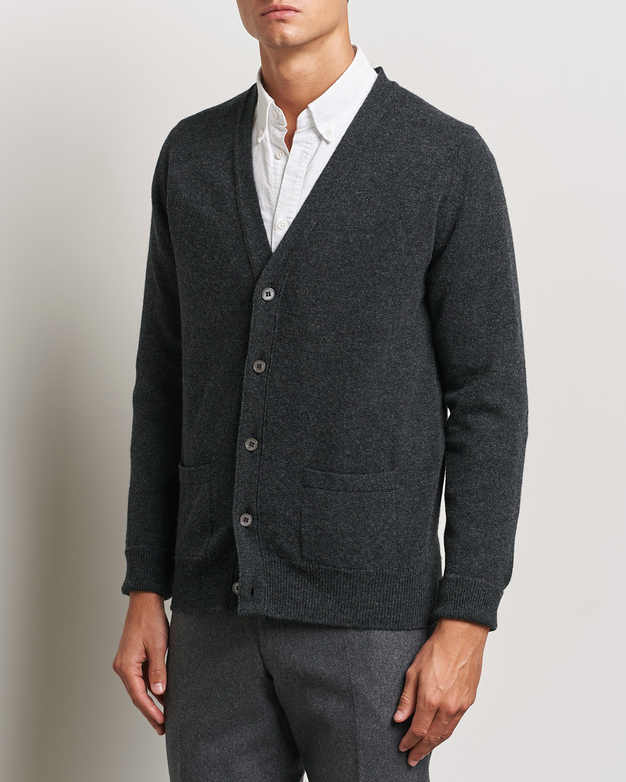 Hombres | William Lockie | William Lockie | Rob Lambswool Cardigan Charcoal