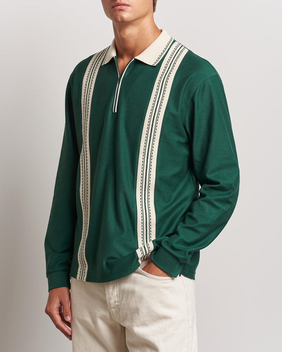 Hombres |  | Palmes | Rio Long Sleeve Zip Polo Dark Green