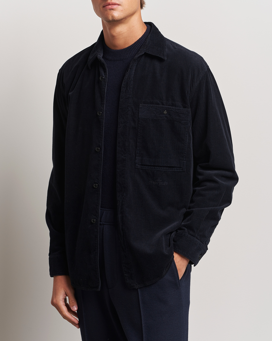 Hombres | Chaquetas de primavera | Stone Island | Cotton Cord Overshirt Navy Blue