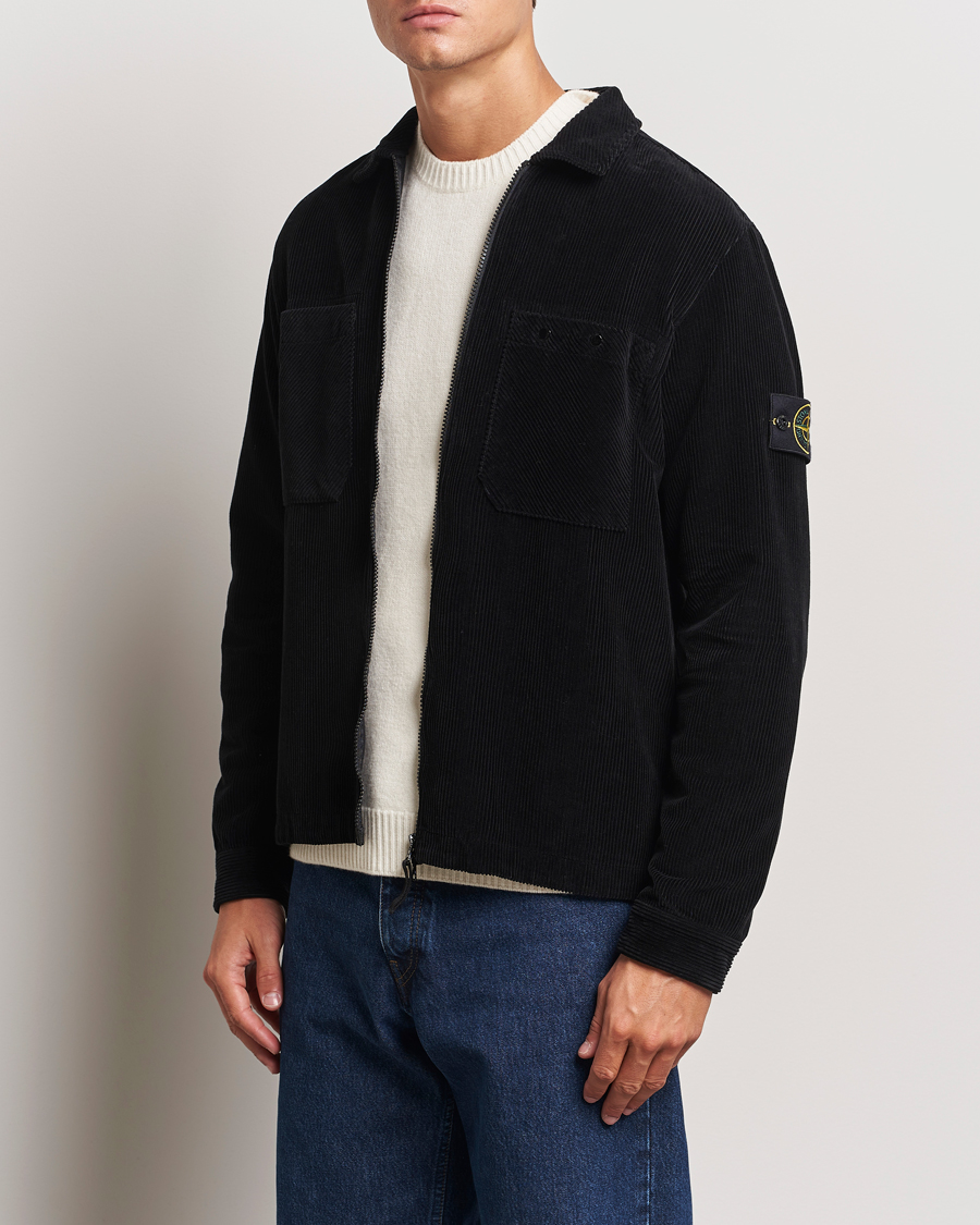 Hombres | Chaquetas tipo camisa | Stone Island | Garment Dyed Corduroy Overshirt Black