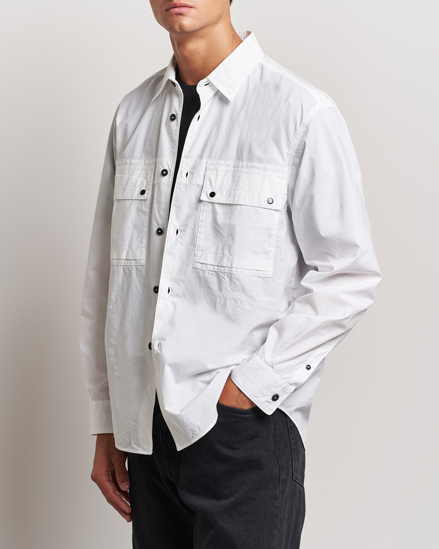 Hombres |  | Stone Island | Garment Dyed Cotton Canvas Overshirt White