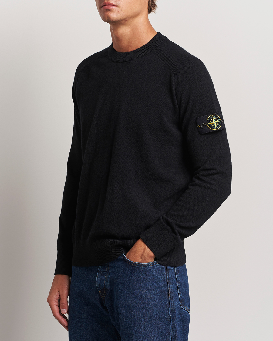 Hombres |  | Stone Island | Cardigan Knit Geelong Wool Crew Neck Black