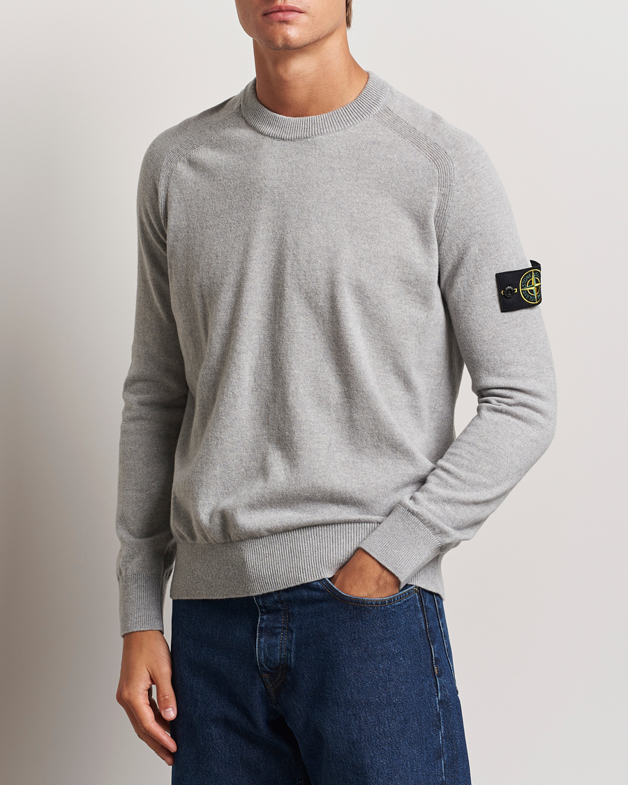 Hombres | Jerseys de punto | Stone Island | Cardigan Knit Geelong Wool Crew Neck Melange Grey