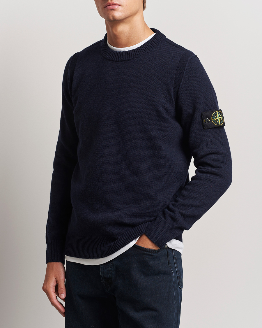 Hombres |  | Stone Island | Knitted Lambwool Sweater Navy Blue