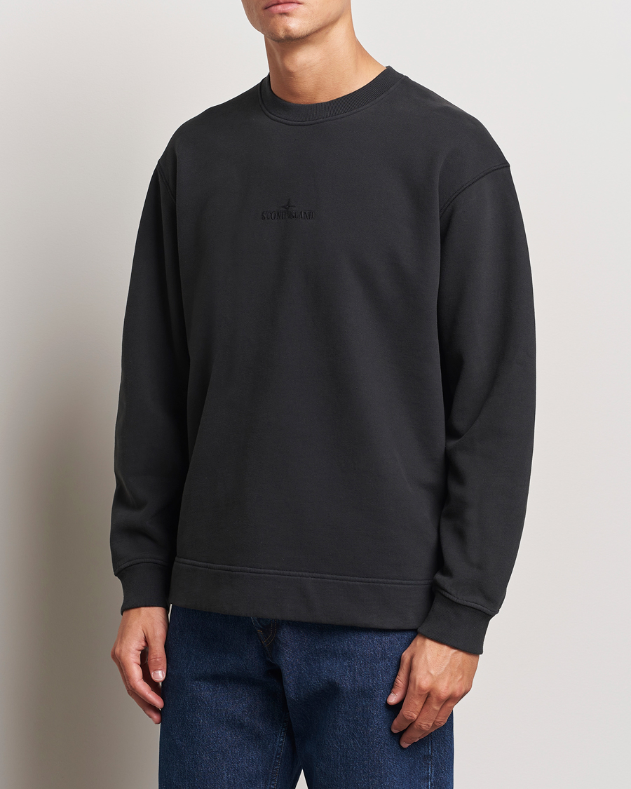 Hombres |  | Stone Island | Garment Dyed Fleece Logo Sweatshirt Black