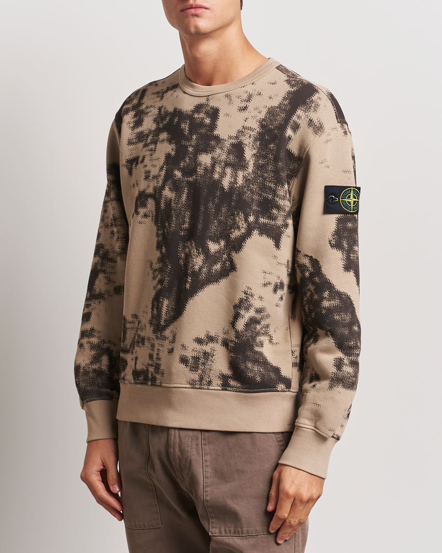 Hombres |  | Stone Island | Garment Dyed Fleece Camo Sweatshirt Dove Grey