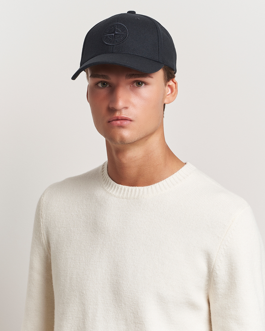 Hombres |  | Stone Island | Wool Nylon Flannel Cap Navy Blue