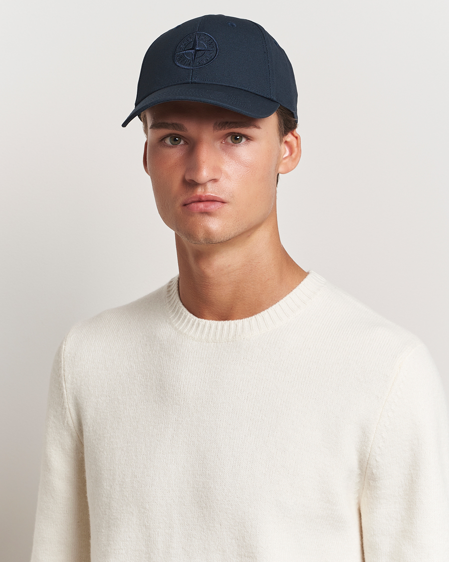 Hombres |  | Stone Island | Cotton Rep Logo Cap Navy Blue