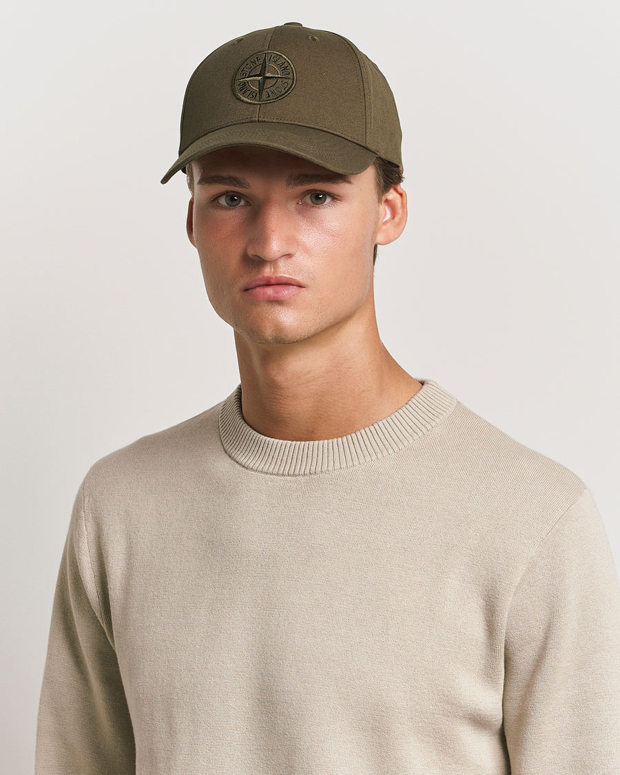 Hombres |  | Stone Island | Cotton Rep Logo Cap Military Green