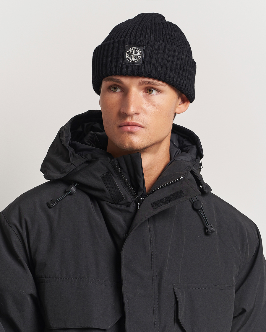 Hombres | Gorros | Stone Island | Full Rib Wool Beanie Black