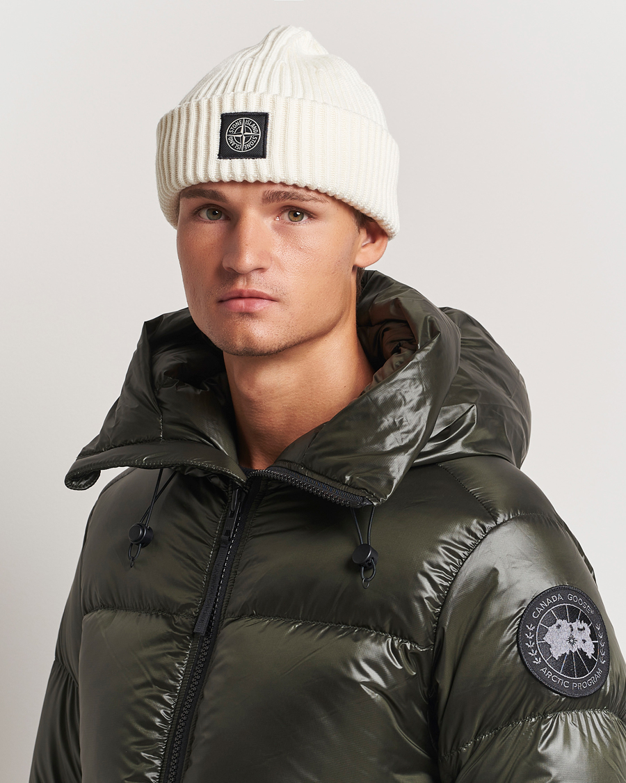 Hombres | Gorros | Stone Island | Full Rib Wool Beanie Natural