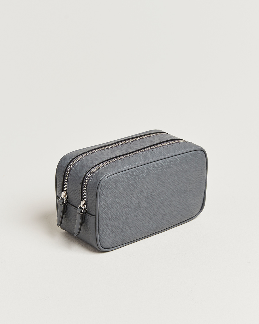 Hombres | Neceseres | Smythson | Panama Double Zip Washbag Storm Grey