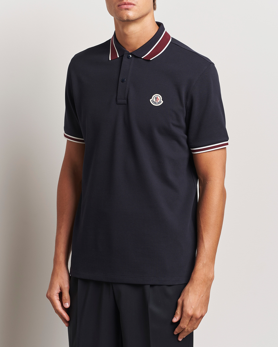 Hombres | Polos | Moncler | Double Contrast Collar Polo Navy