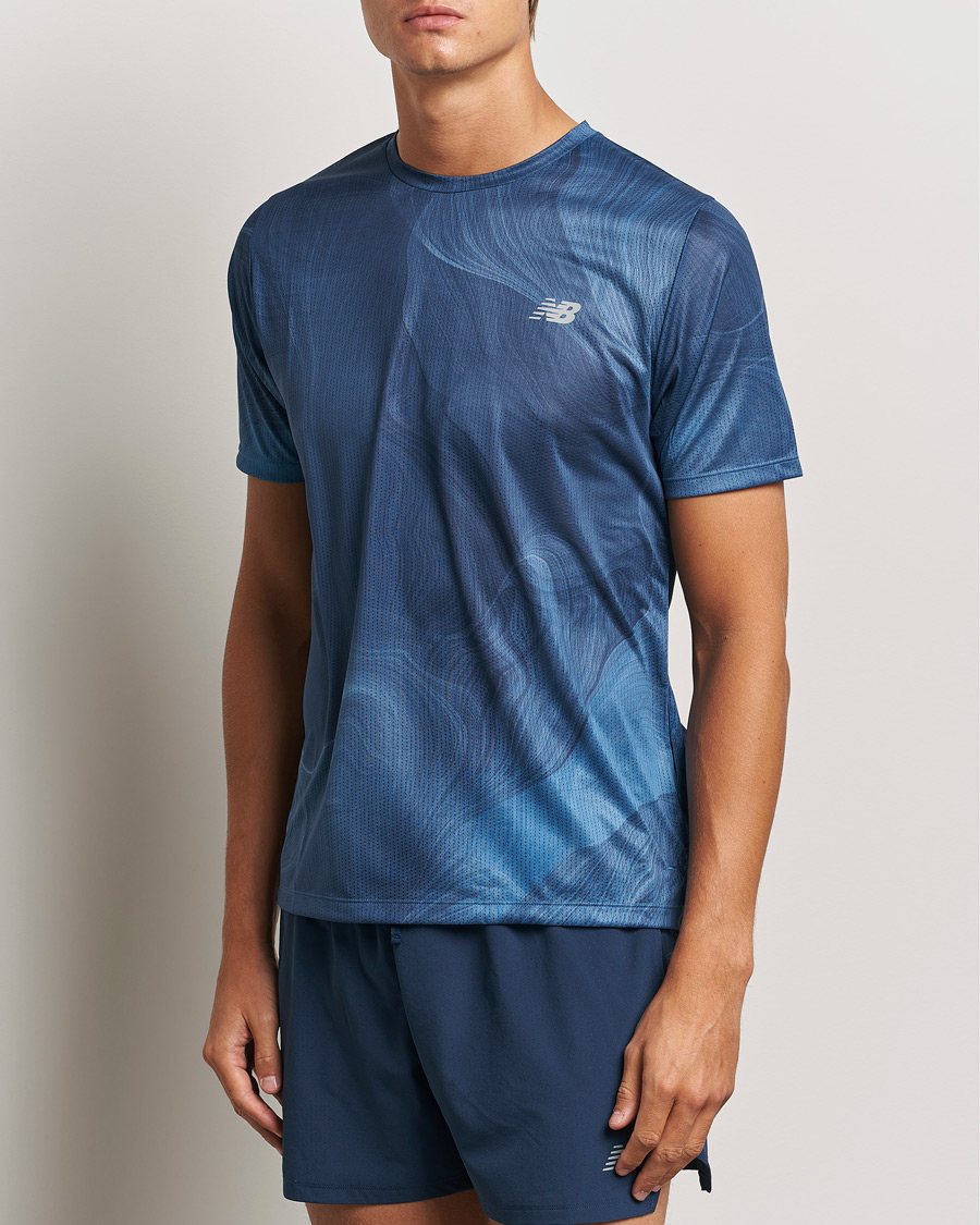 Hombres | Camisetas funcionales | New Balance Running | Athletics Run T-Shirt Blue Agate