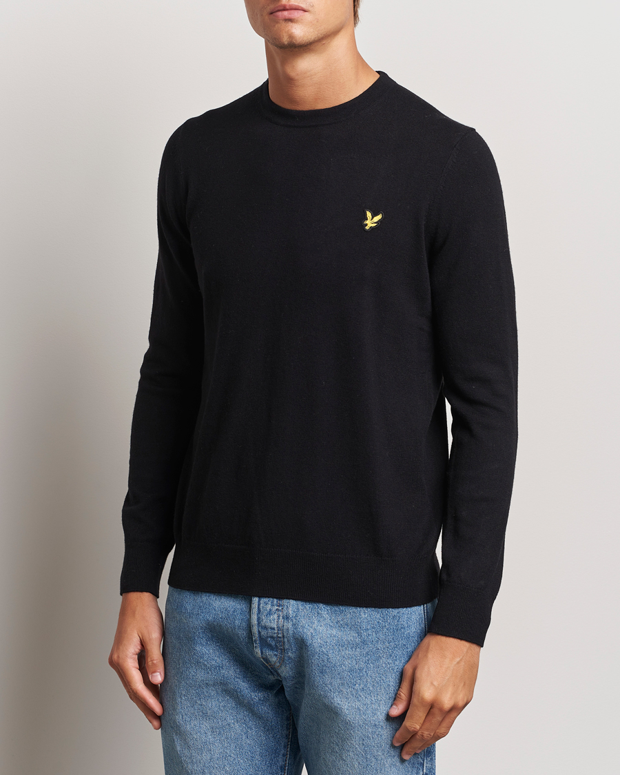 Hombres |  | Lyle & Scott | Cotton/Merino Crew Neck Jumper Jet Black