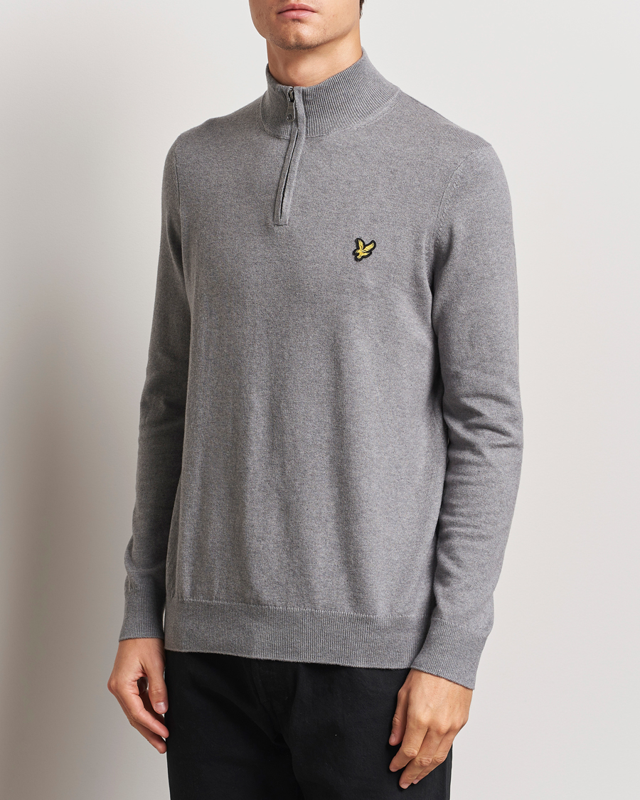 Hombres |  | Lyle & Scott | Cotton/Merino Half Zip Mid Grey Marl