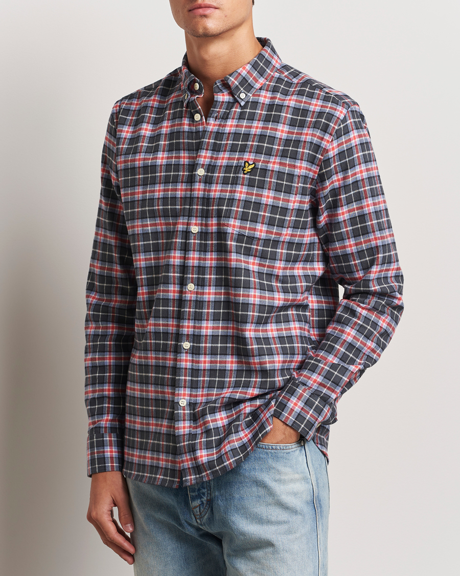 Hombres |  | Lyle & Scott | Checked Flannel Shirt Blue Smoke