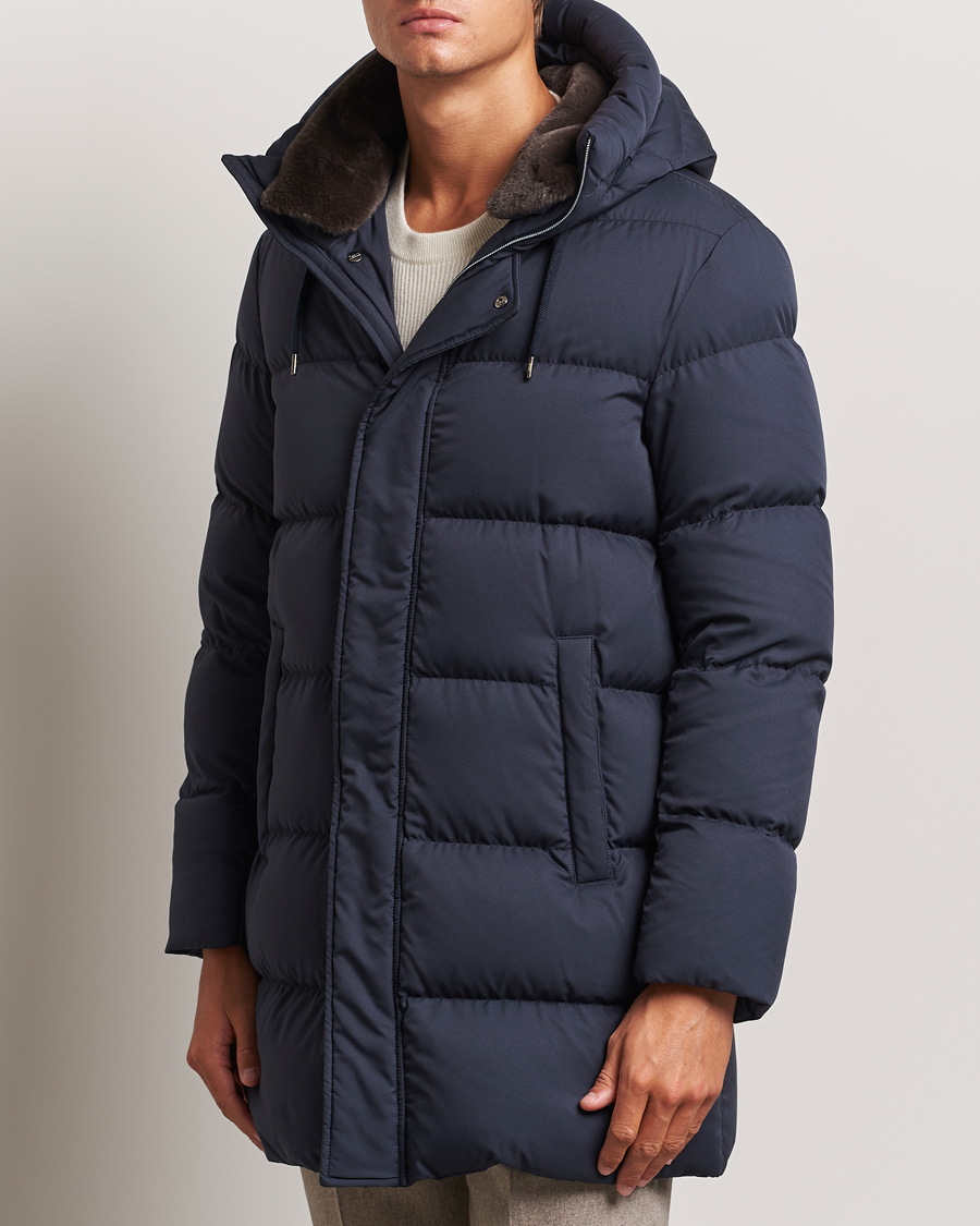 Hombres |  | Herno | Faux Fur Down Parka Navy