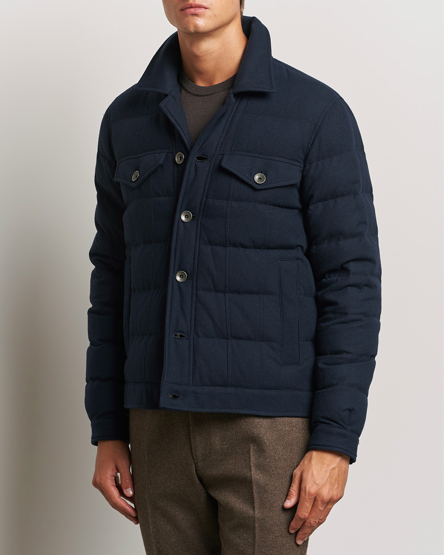 Hombres |  | Herno | Cashmere Down Biker Jacket Navy