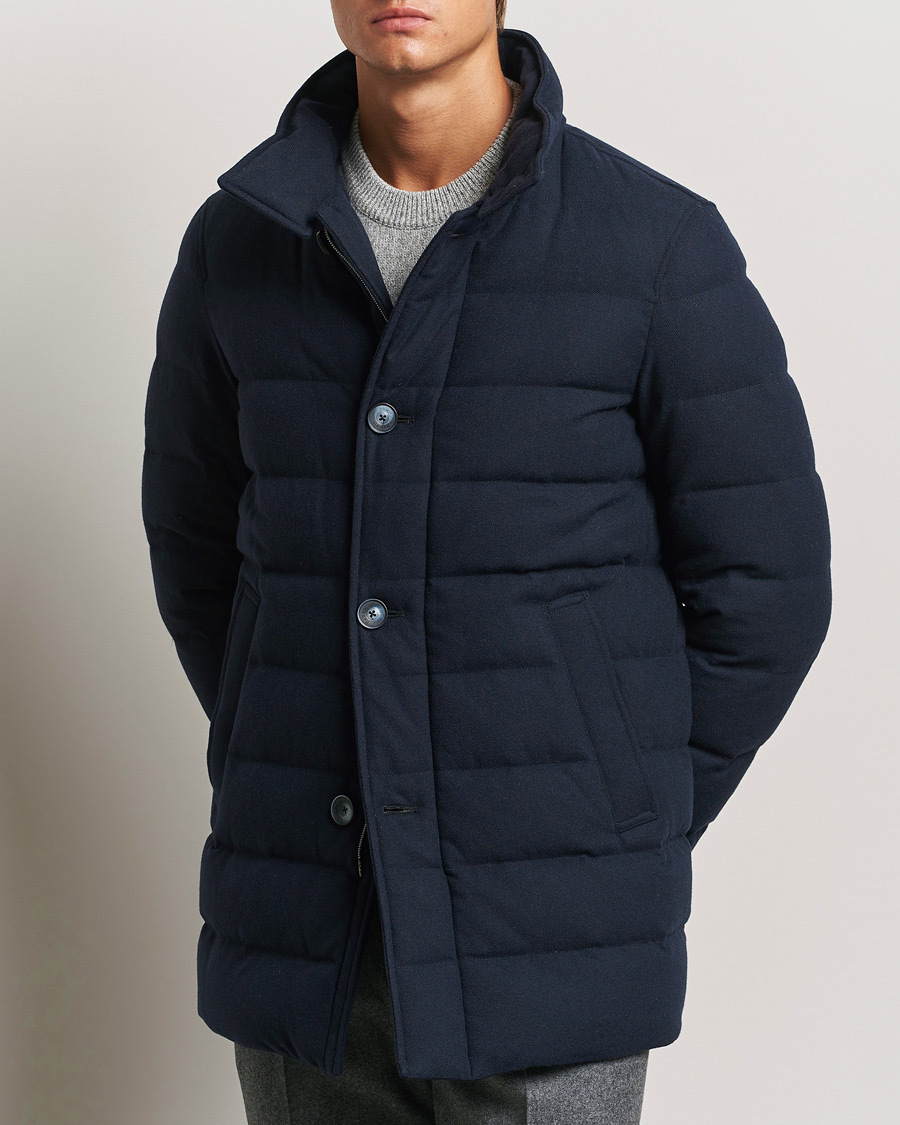 Hombres |  | Herno | Cashmere Flannel Down Coat Navy