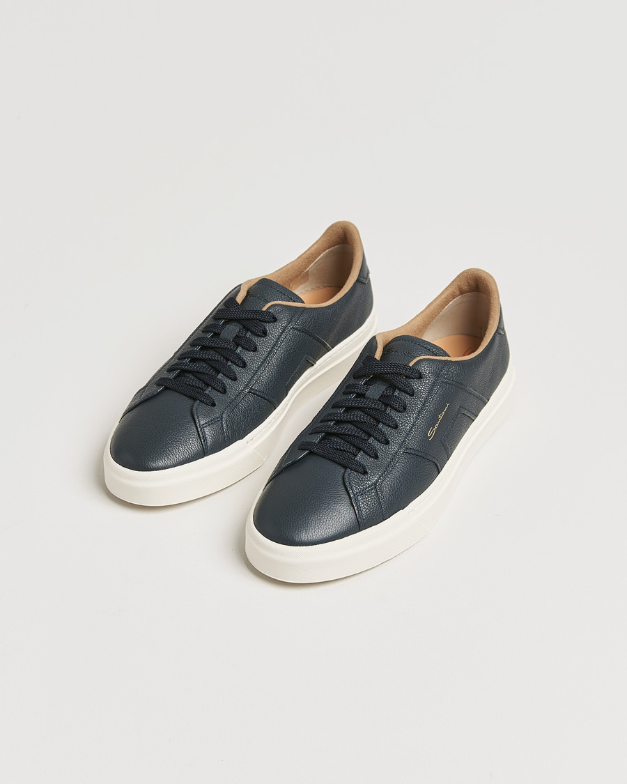 Hombres |  | Santoni | Double Buckle Sneakers Navy Grain