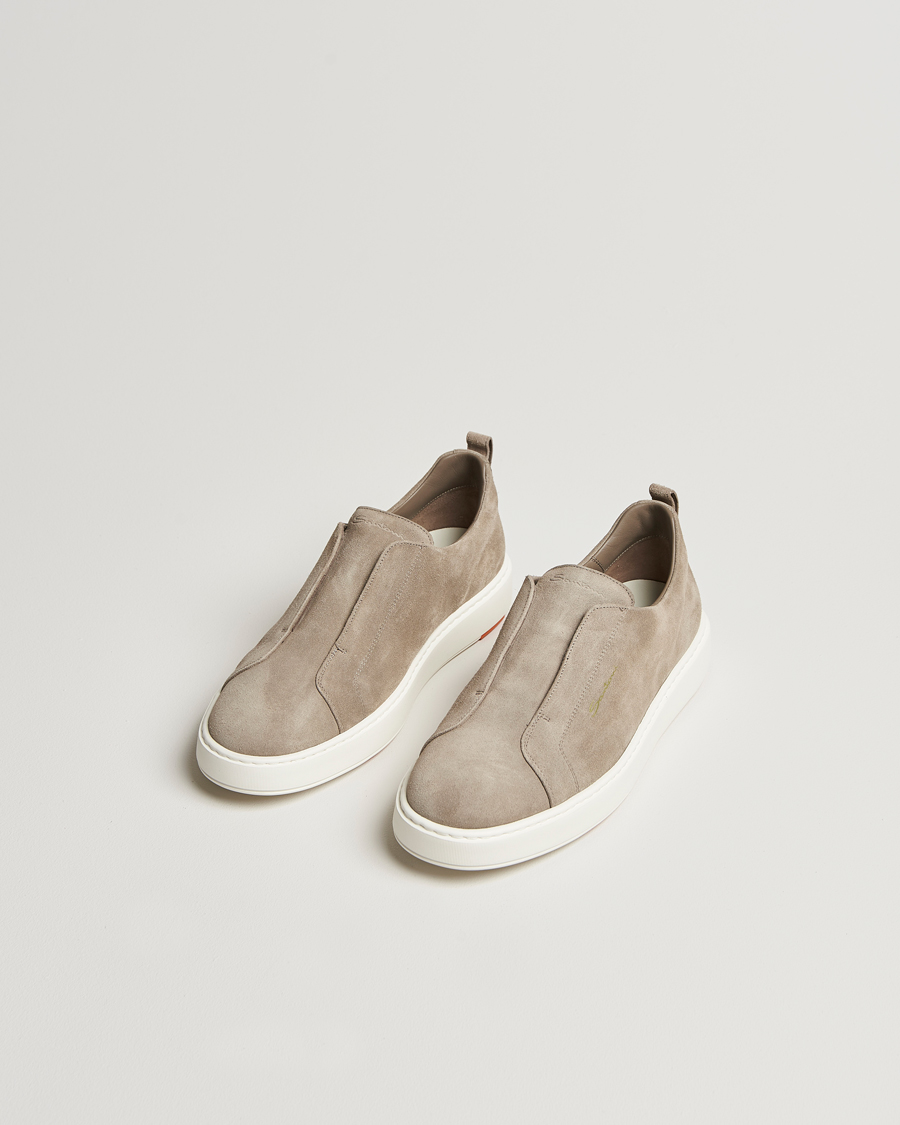Hombres | Zapatos | Santoni | Cleanic No Lace Sneaker Taupe Suede
