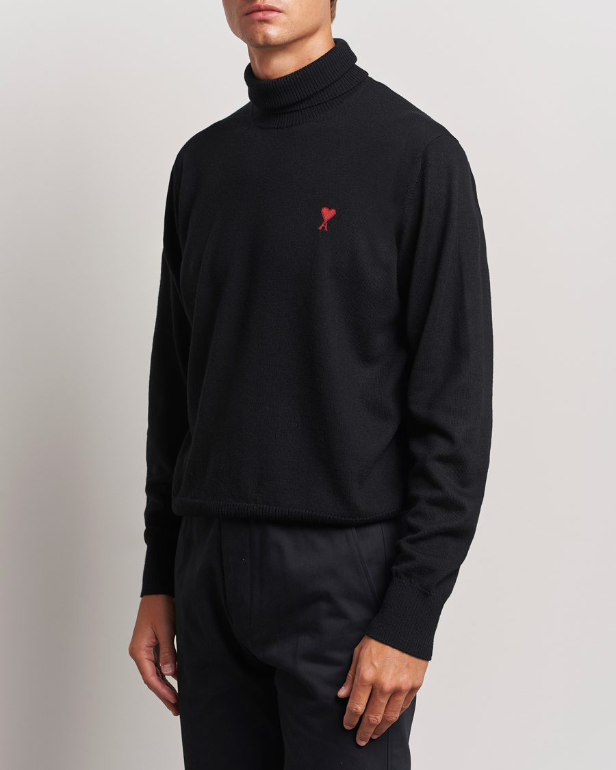 Hombres | Contemporary Creators | AMI | Heart Logo Wool Turtleneck Black