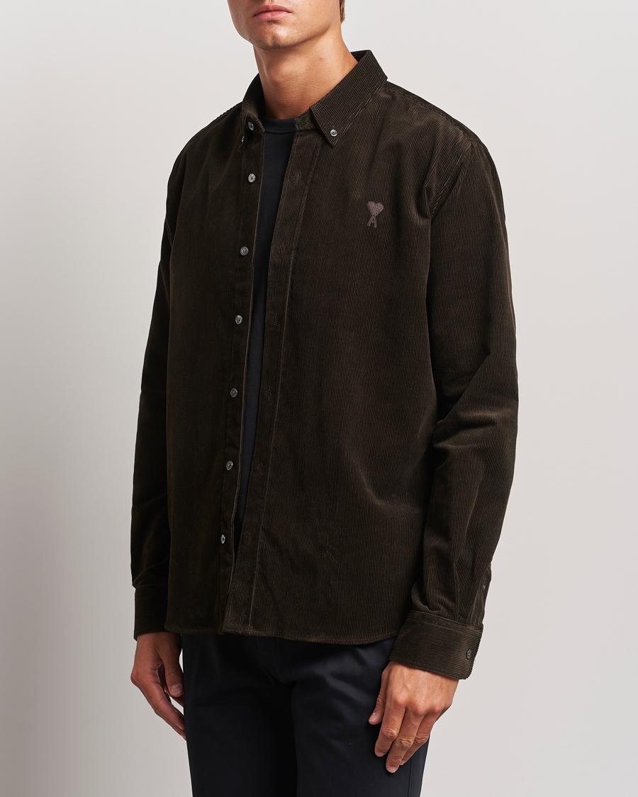 Hombres | Contemporary Creators | AMI | Classic Fit Corduroy Shirt Dark Coffee