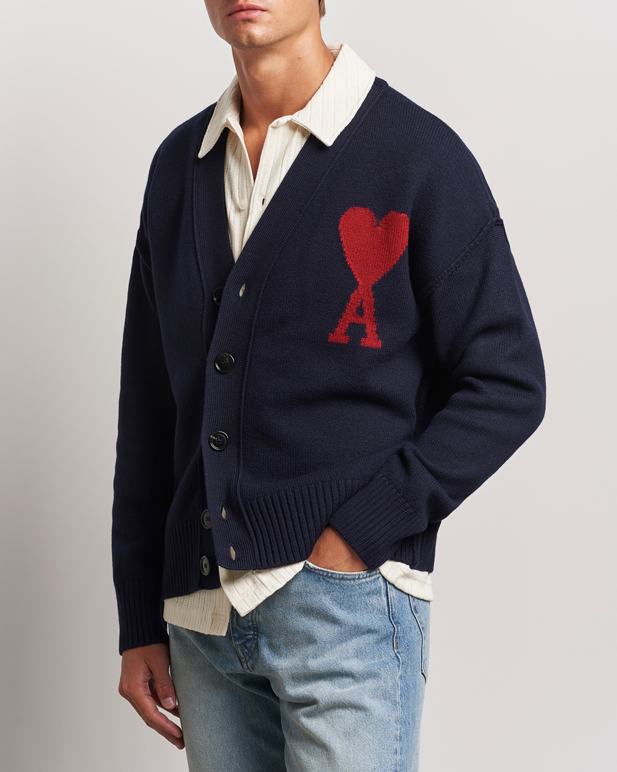 Hombres |  | AMI | Big Heart Logo Cardigan Navy