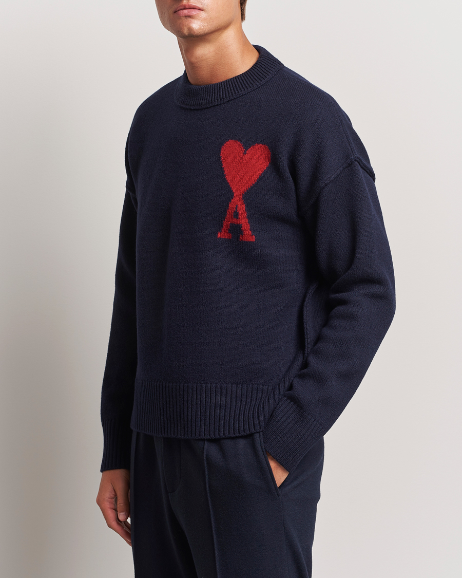 Hombres |  | AMI | Big Heart Logo Crew Neck Navy