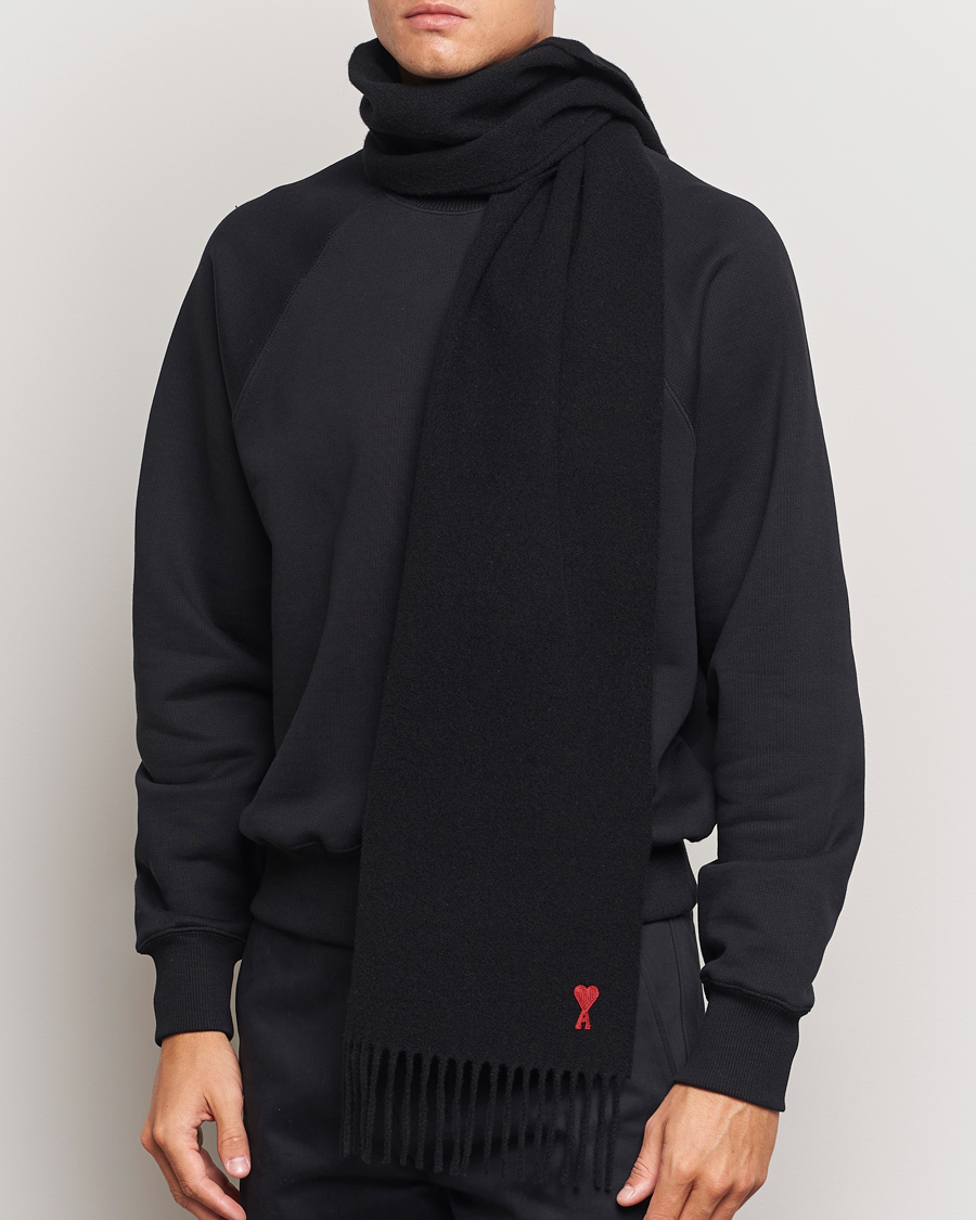 Hombres | Contemporary Creators | AMI | Heart Logo Scarf Black