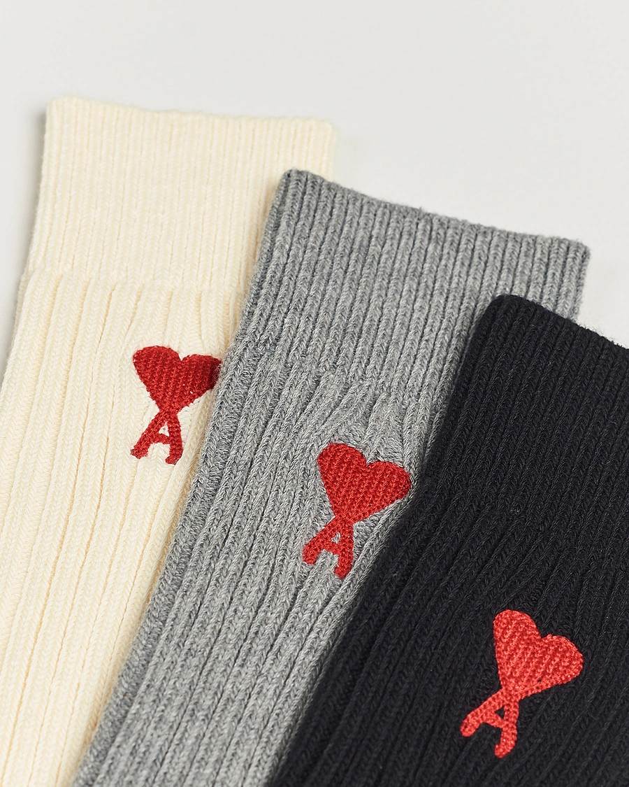 Hombres | Contemporary Creators | AMI | 3-Pack Heart Logo Socks White/Grey/Black