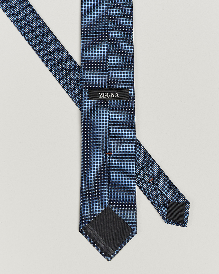 Hombres |  | Zegna | Jacquard Silk Tie Dark Blue