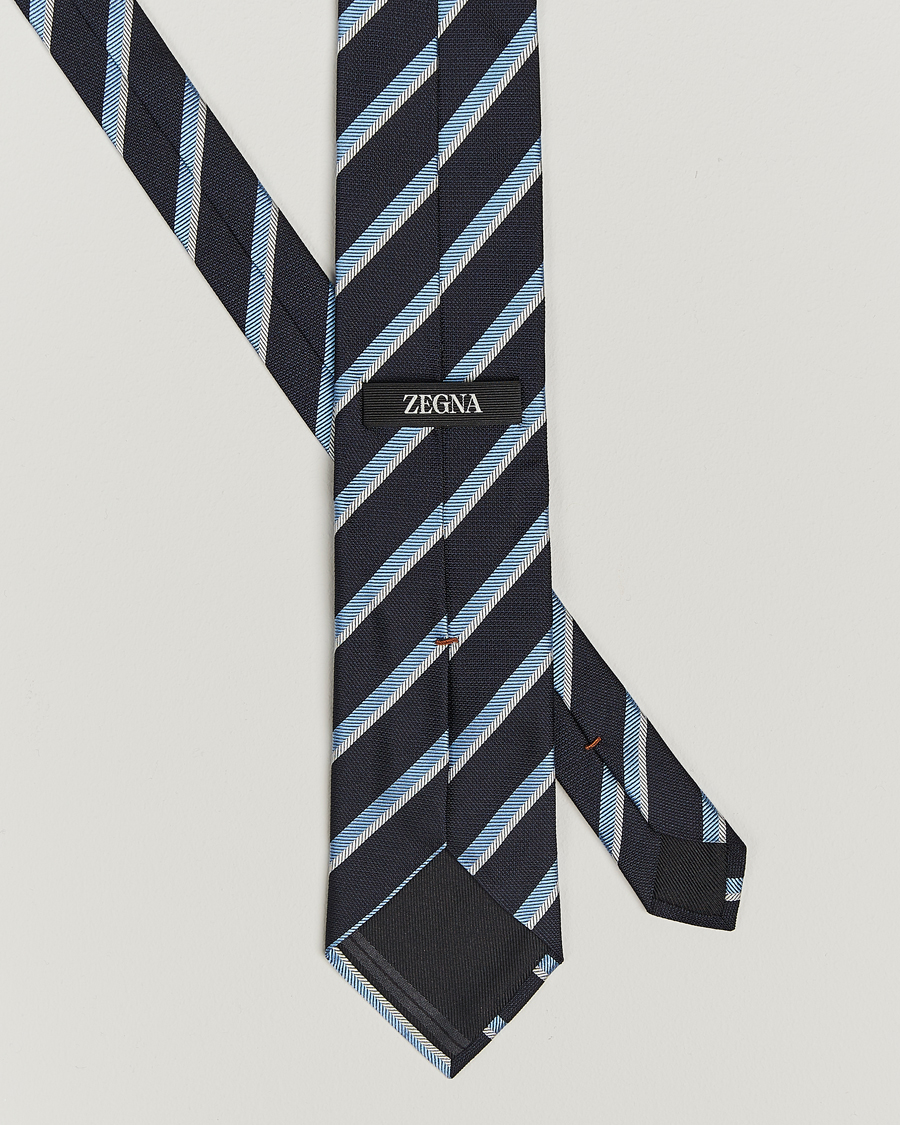 Hombres |  | Zegna | Regimental Stripe Silk Tie Navy