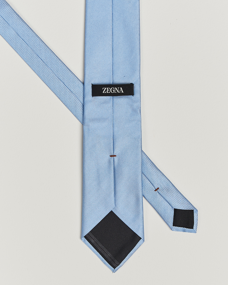 Hombres |  | Zegna | Micro Structure Silk Tie Light Blue