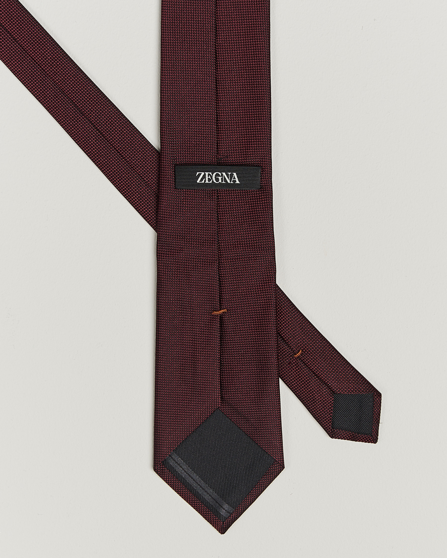 Hombres |  | Zegna | Micro Structure Silk Tie Burgundy