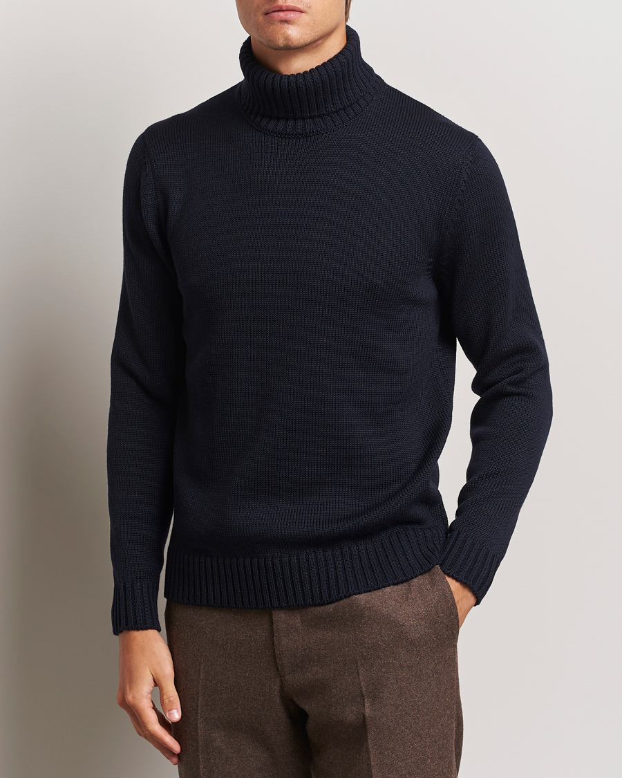 Hombres |  | Zanone | Virgin Merino Wool Rollneck Navy