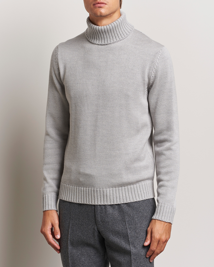 Hombres |  | Zanone | Virgin Merino Wool Rollneck Light Grey