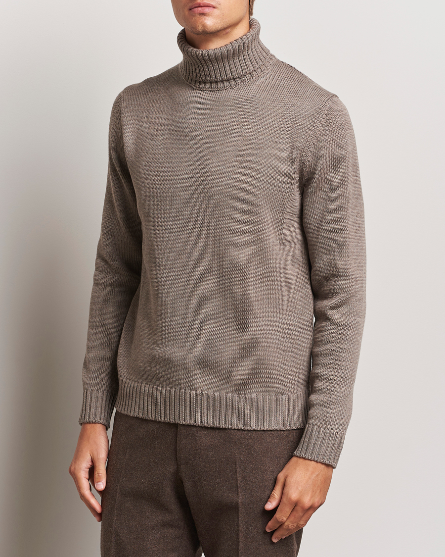 Hombres |  | Zanone | Virgin Merino Wool Rollneck Taupe