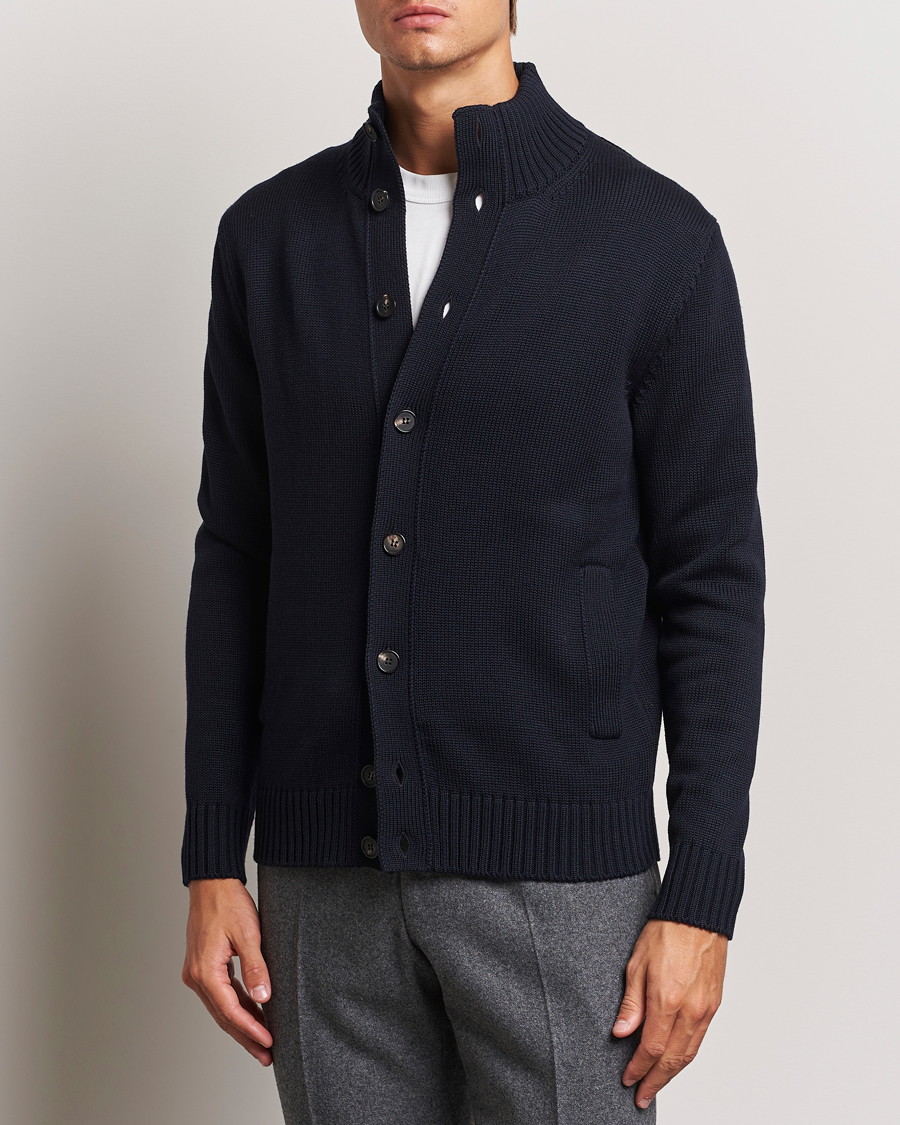 Hombres |  | Zanone | Virgin Merino Wool Chioto Cardigan Navy