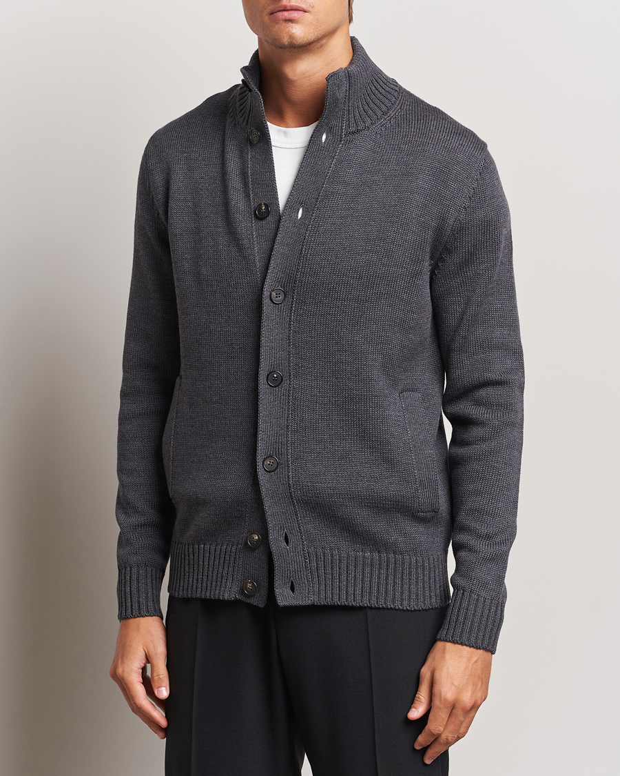 Hombres |  | Zanone | Virgin Merino Wool Chioto Cardigan Grey Melange