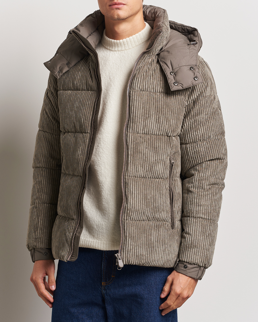 Hombres |  | Save The Duck | Albus Cord Padded Puffer Jacket Mud Grey