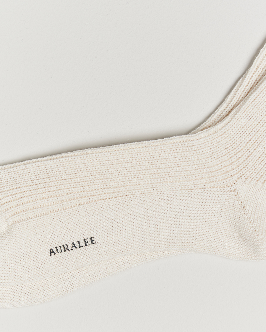 Hombres |  | Auralee | Cotton/Cashmere Socks Ivory