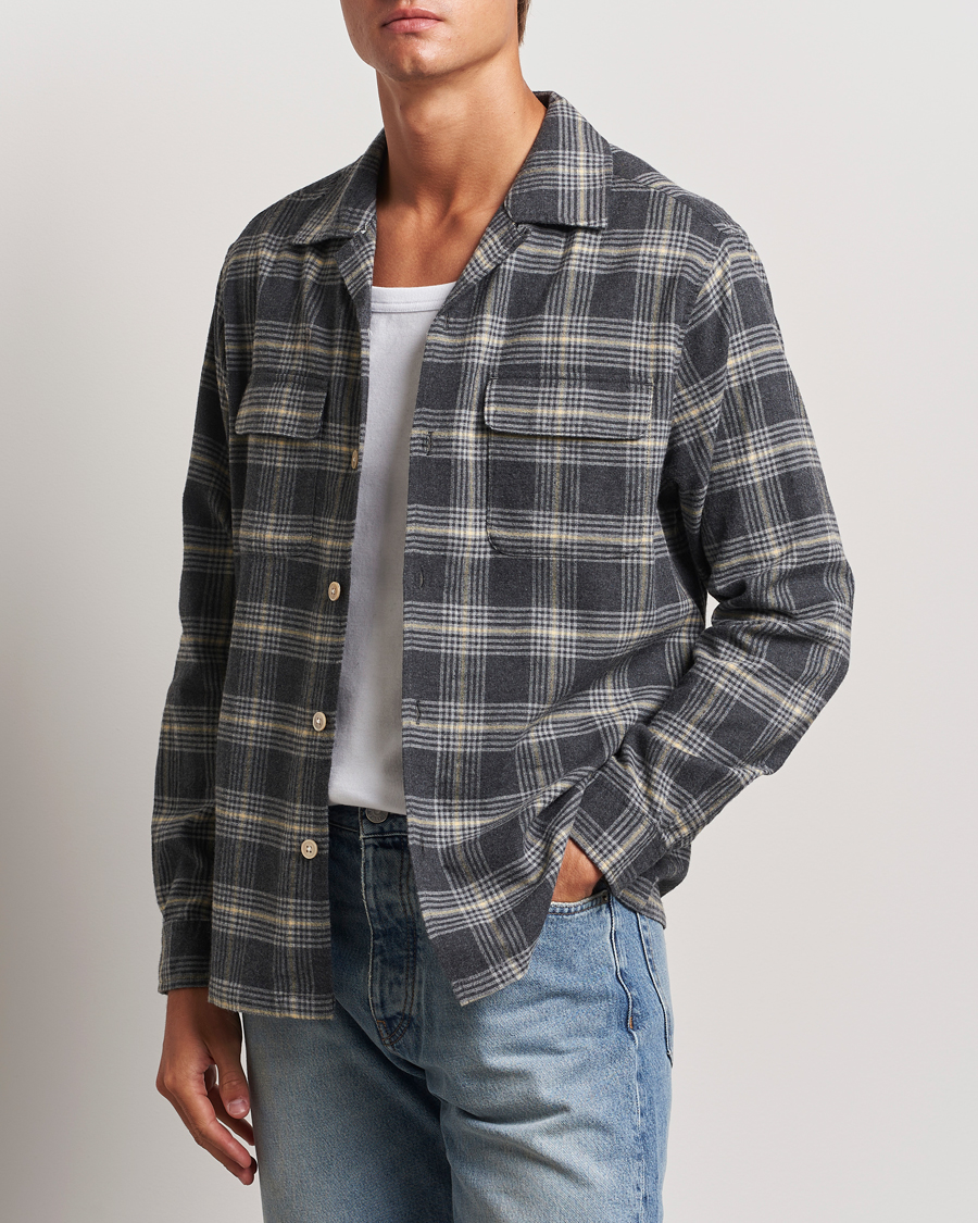 Hombres |  | Sunflower | Flannel Pocket Shirt Grey Check