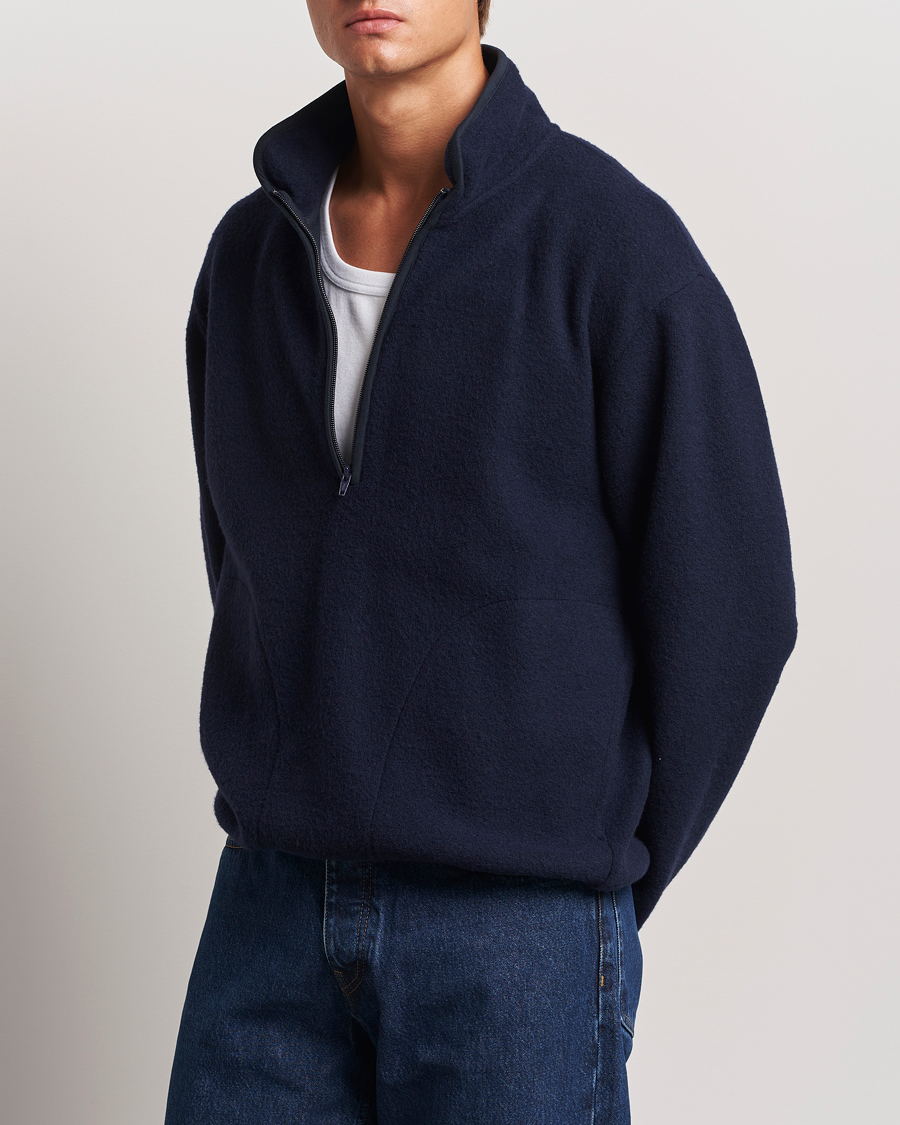 Hombres |  | Sunflower | Wool Half Zip  Navy