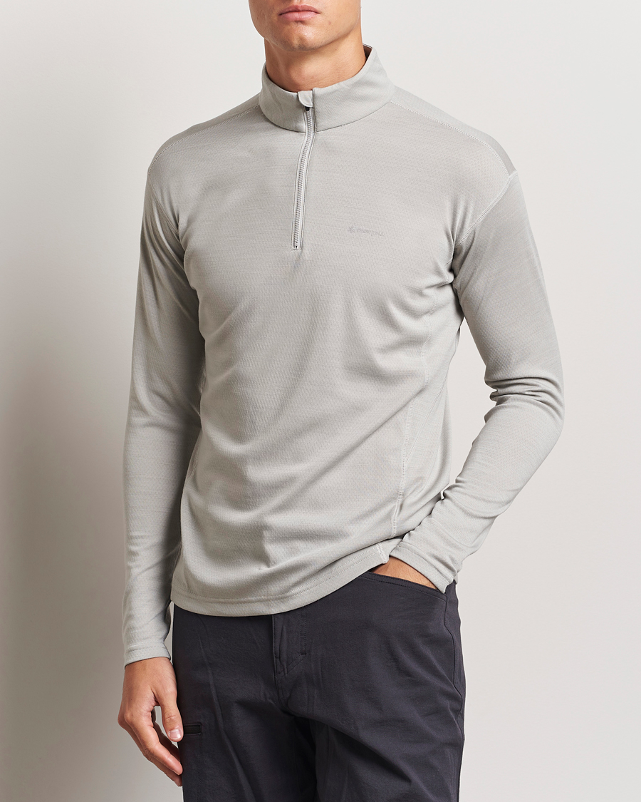 Hombres |  | Snow Peak | Wool Blend Half Zip T-Shirt Icegrey