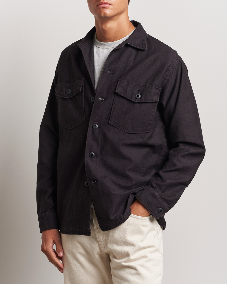 Hombres | orSlow | orSlow | Cotton Sateen US Army Overshirt Black