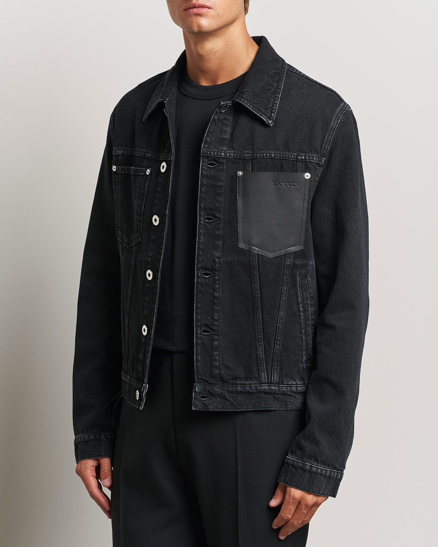 Hombres |  | Lanvin | Leather Pocket Denim Jacket Black