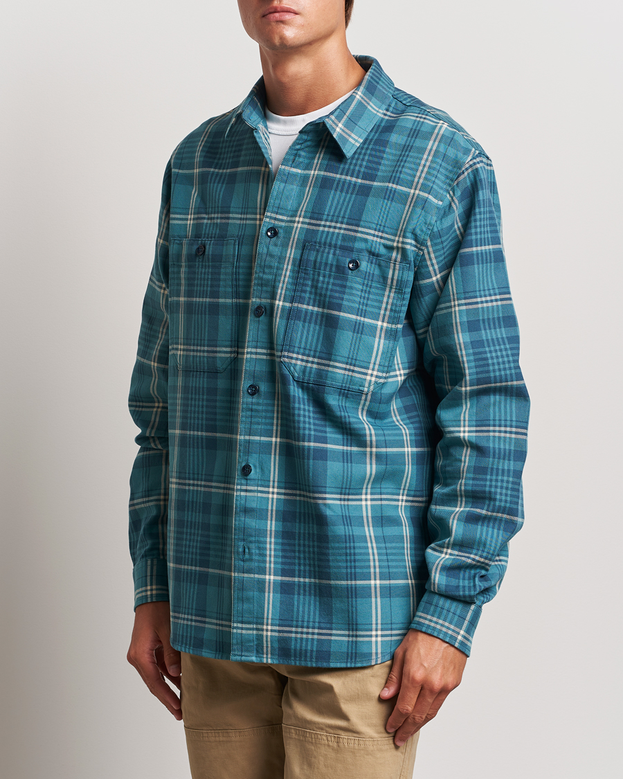 Hombres | Camisas | Peak Performance | Heavy Flannel Cotton Shirt Checked Blue