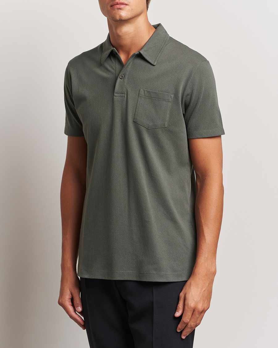 Hombres |  | Sunspel | Riviera Polo Shirt Drill Green